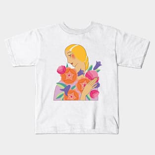 Flower Lady (on cream) Kids T-Shirt